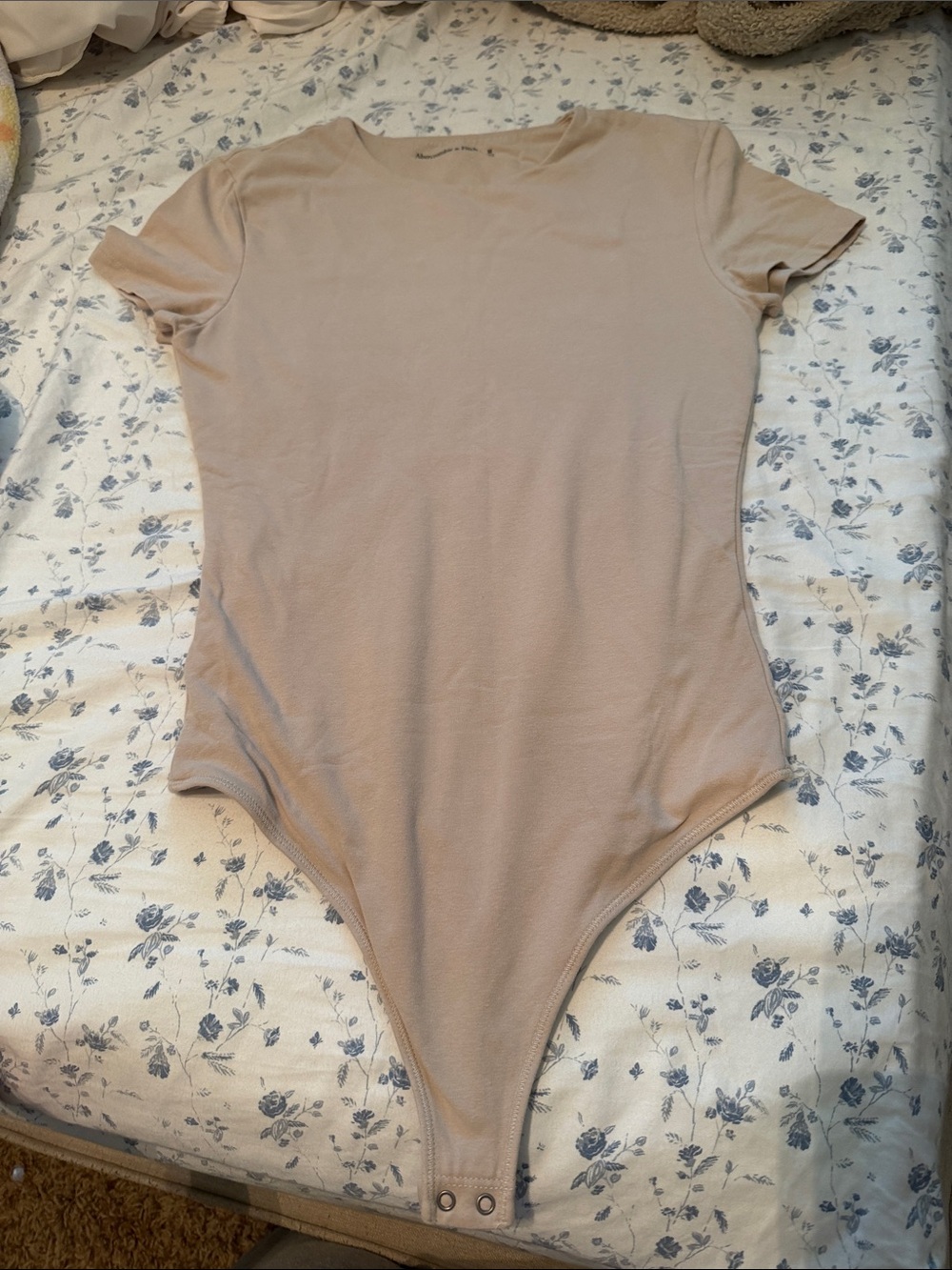 Abercrombie & Fitch Short Sleeve Crew Bodysuit in Beige